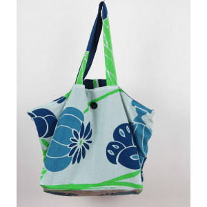 Cabas en coton upcycling Poppy Bleu Blue
