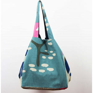 Cabas en coton upcycling Cap Breton Bleu