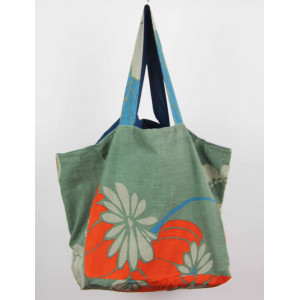 Cabas en coton upcycling Poppy Kaki