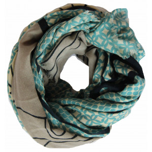 XL Wool Scarf Origami Blue