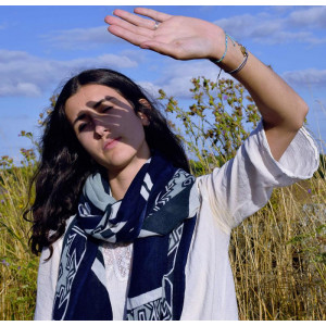 XL Wool Scarf Ndebele Blue