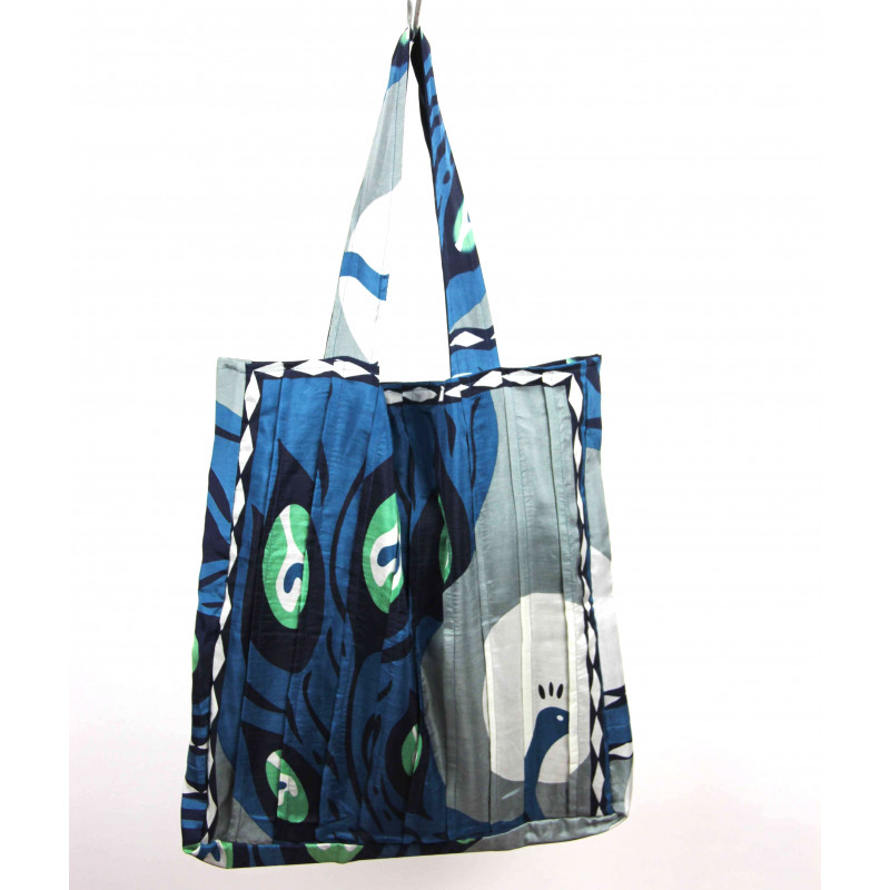 Upcycling Silk Bag Musette Paon Gris Grey