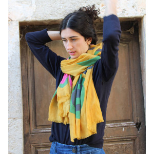 XL Wool Scarf Cairn Jaune Yellow