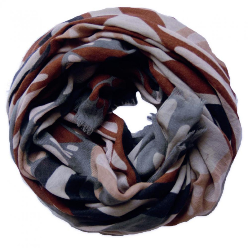 XL Wool Scarf Brazza Beige Cognac