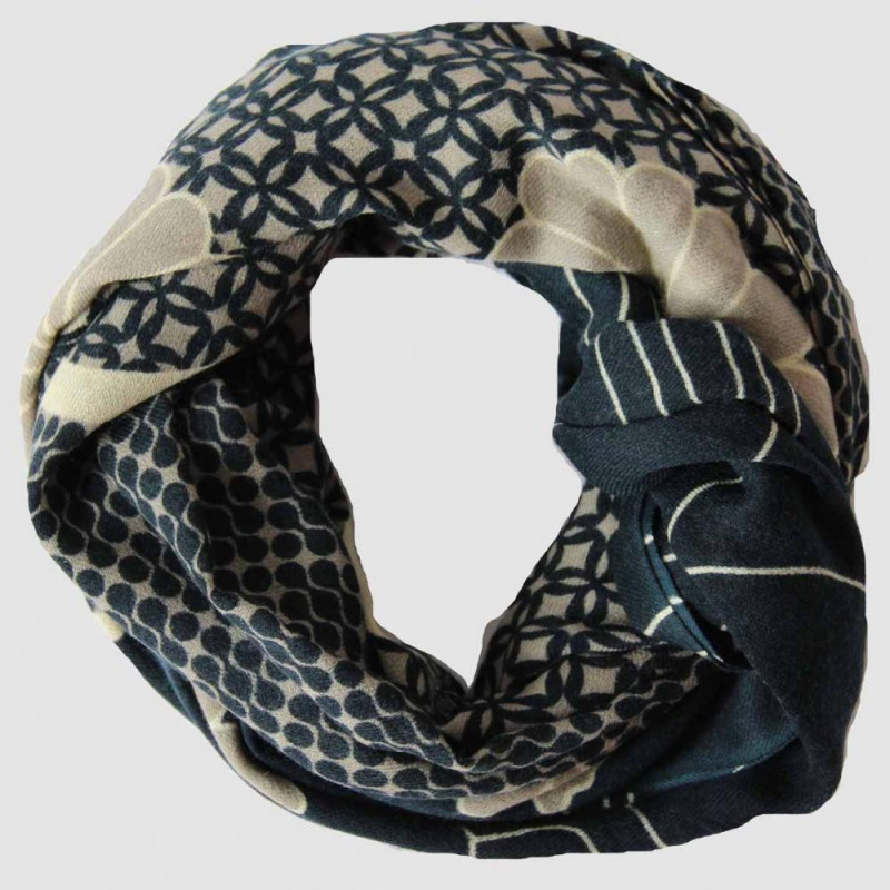 XL Wool Scarf Origami Navy