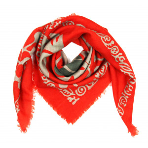 Wool Square Monstera Orange