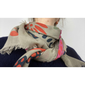 Wool Square Girandole Beige 