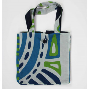 Cabas en coton upcycling Shangha Bleu Blue