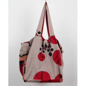 Cabas en coton upcycling Prunus Rouge Red