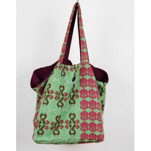 Cabas en coton upcycling Baroque Vert Green
