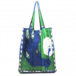 Sac Musette en soie Paon Vert