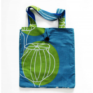 Cabas en coton upcycling Mekong Bleu Blue