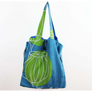 Cabas en coton upcycling Mekong Bleu Blue