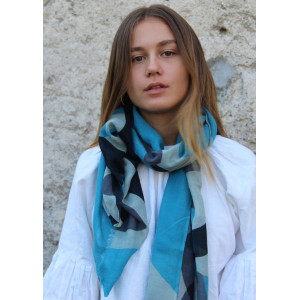Echarpe Laine Infini Bleu Blue