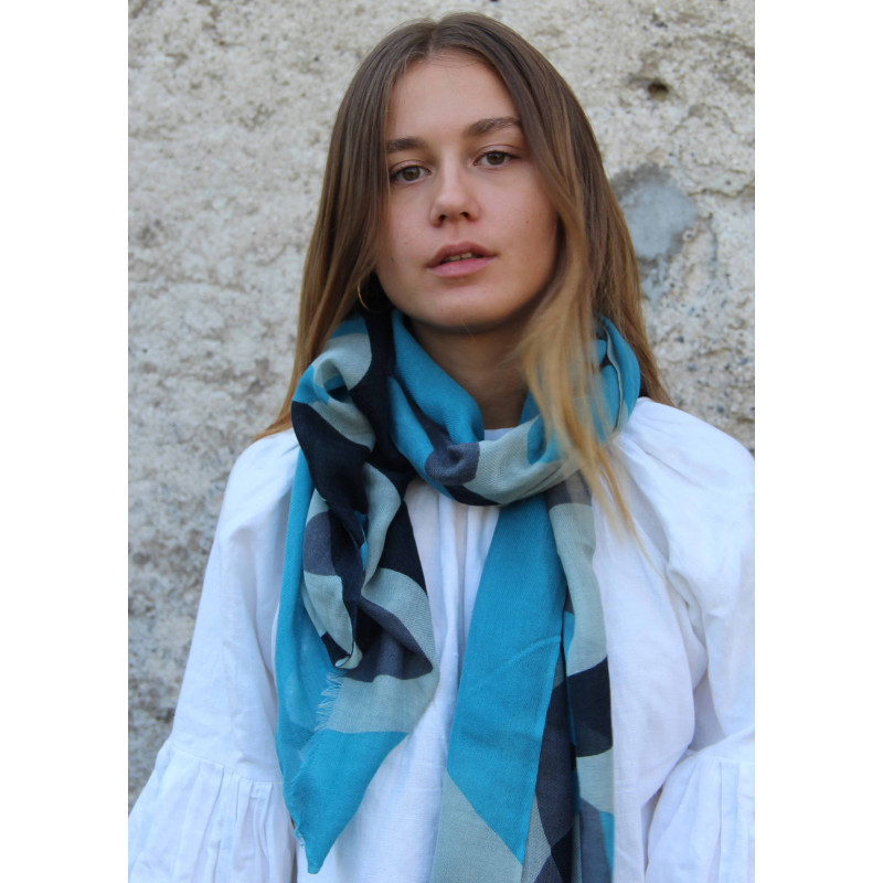 Echarpe Laine Infini Bleu Blue