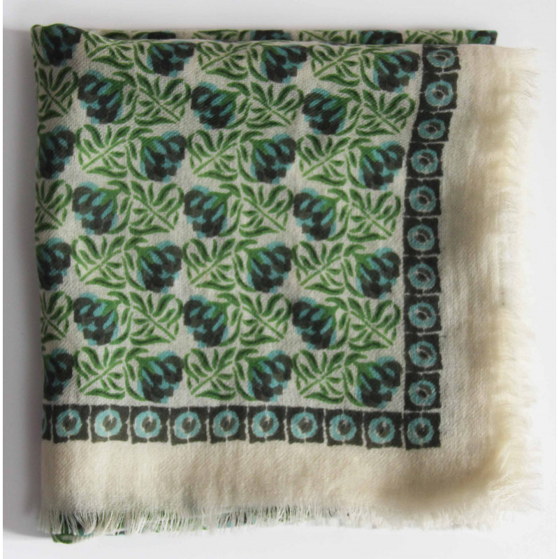 Carré Laine Poème Vert Green