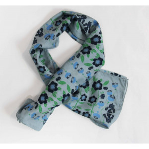 Carré Soie Flora Bleu Blue