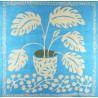 Carré Laine Monstera Bleu
