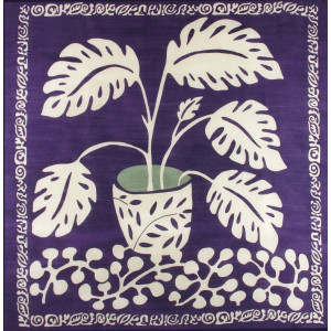 Carré Laine Monstera Prune