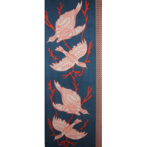 Wool Scarf Grues Marine Blue