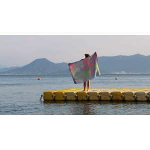 Foulard Coton Bio Ichimatsu Marine