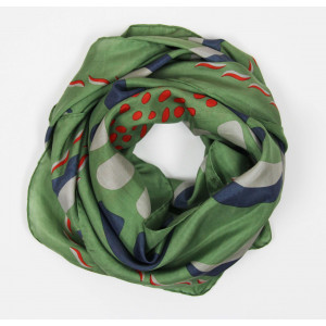 Carré Soie Myosotis Kaki