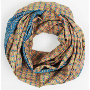 Foulard Coton Bio Pivoine Bleu