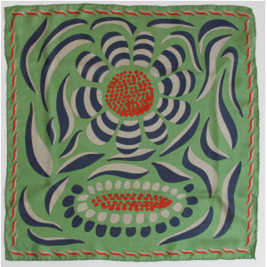 Carré Soie Myosotis Kaki