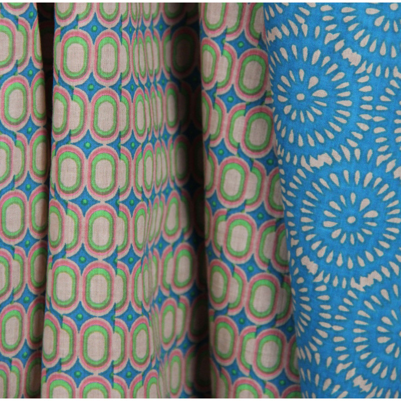 Foulard Coton Bio Pivoine Bleu