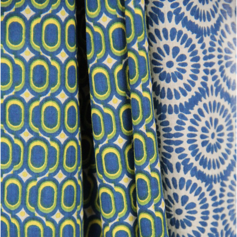 Foulard Coton Bio Pivoine Marine Navy