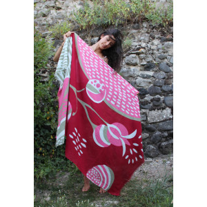 Foulard Coton Bio Onirique Rouge Red