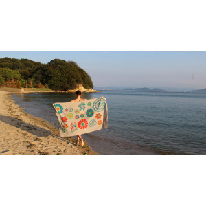 Foulard Coton Bio Ichimatsu Beige Gris