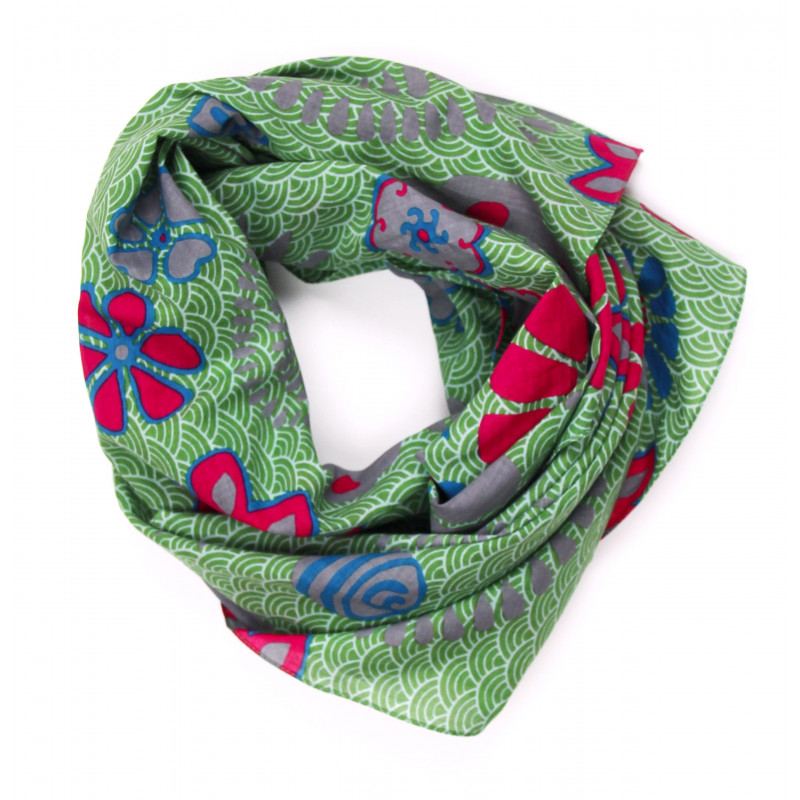 Carré Coton Seigaiha Vert Green