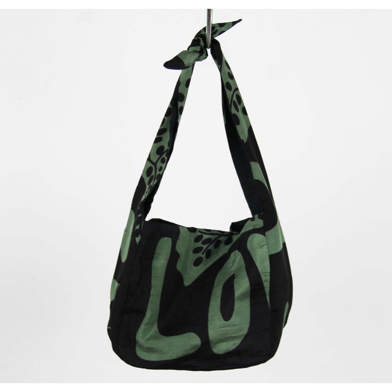 Upcycling Silk Bag Bobby Peace and Love Kaki
