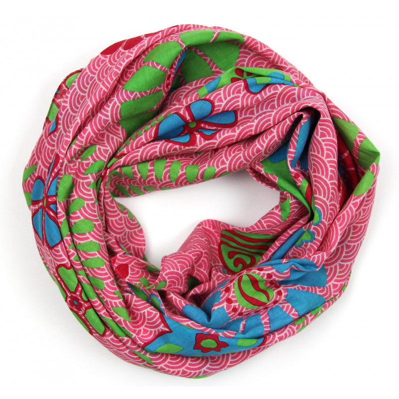 Carré Coton Seigaiha Rose