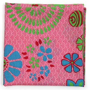 Carré Coton Seigaiha Rose