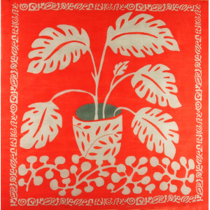 Wool Square Monstera Orange