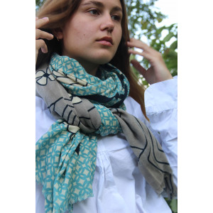 XL Wool Scarf Origami Blue