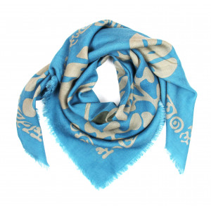 Carré Laine Monstera Bleu