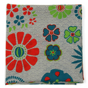 Carré Coton Seigaiha Gris