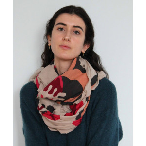 Foulard Coton Bio Prunus Rouge Red