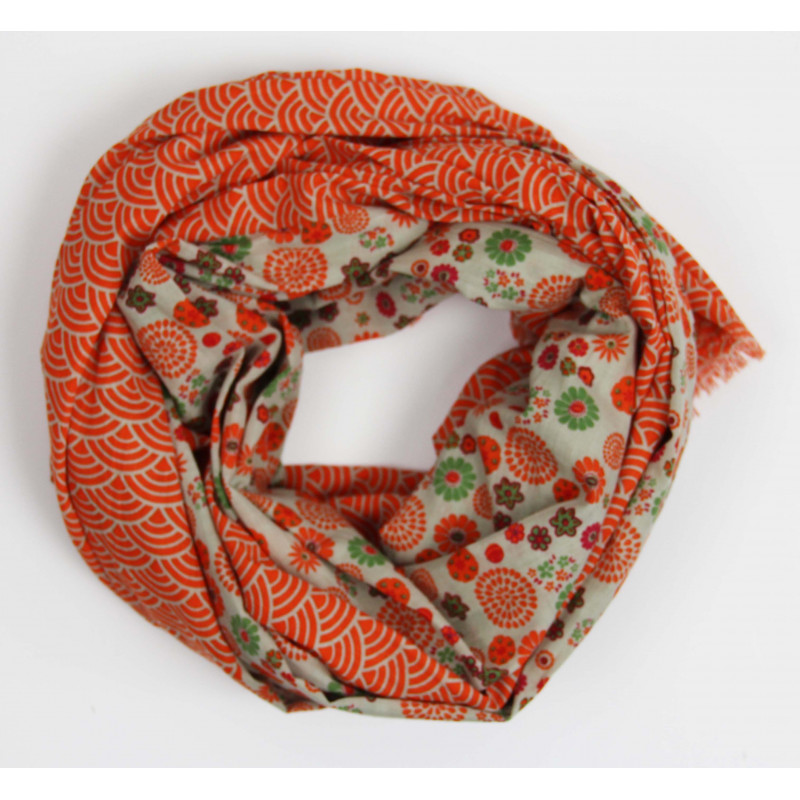 Foulard Coton Bio Kohana Fuchsia Orange