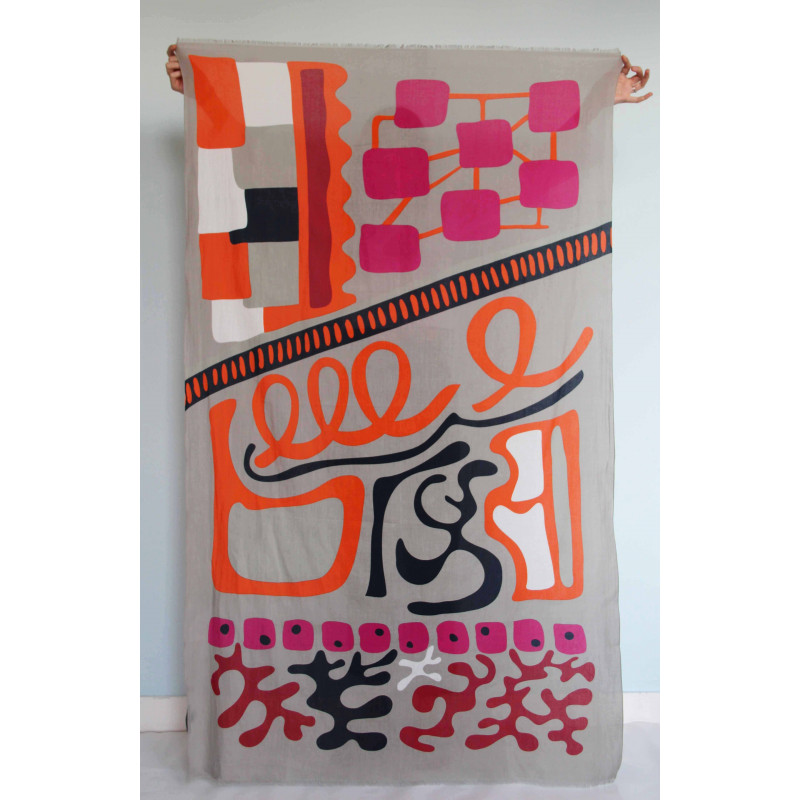 Foulard Coton Bio Combination Fuchsia