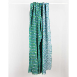 Foulard Coton Bio Pivoine Turquoise