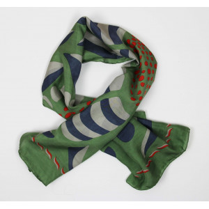 Carré Soie Myosotis Kaki