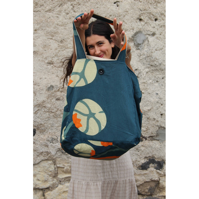 Cabas en coton upcycling Prunus Marine
