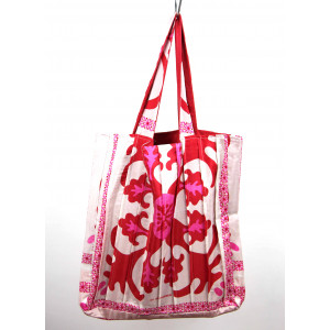 Upcycling Silk Bag Musette Azur Rouge Red