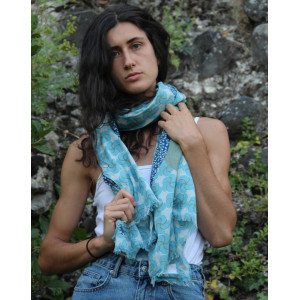 Foulard Coton Bio Baobab Bleu Blue 