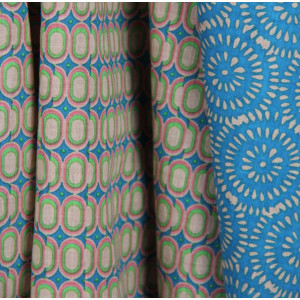 Foulard Coton Bio Pivoine Bleu