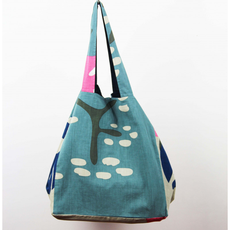 Cabas en coton upcycling Cap Breton Bleu